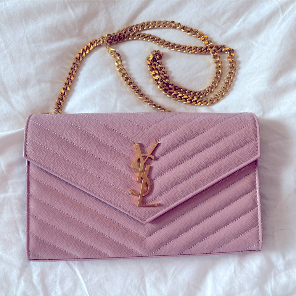YSL leather Cassandre- tender pink gold hardware